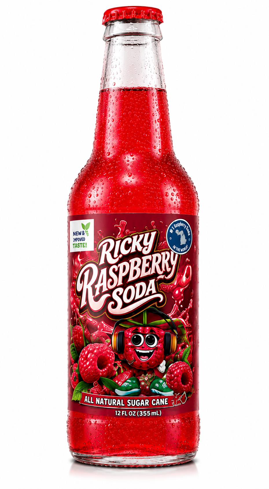 Ricky Raspberry soda bottle