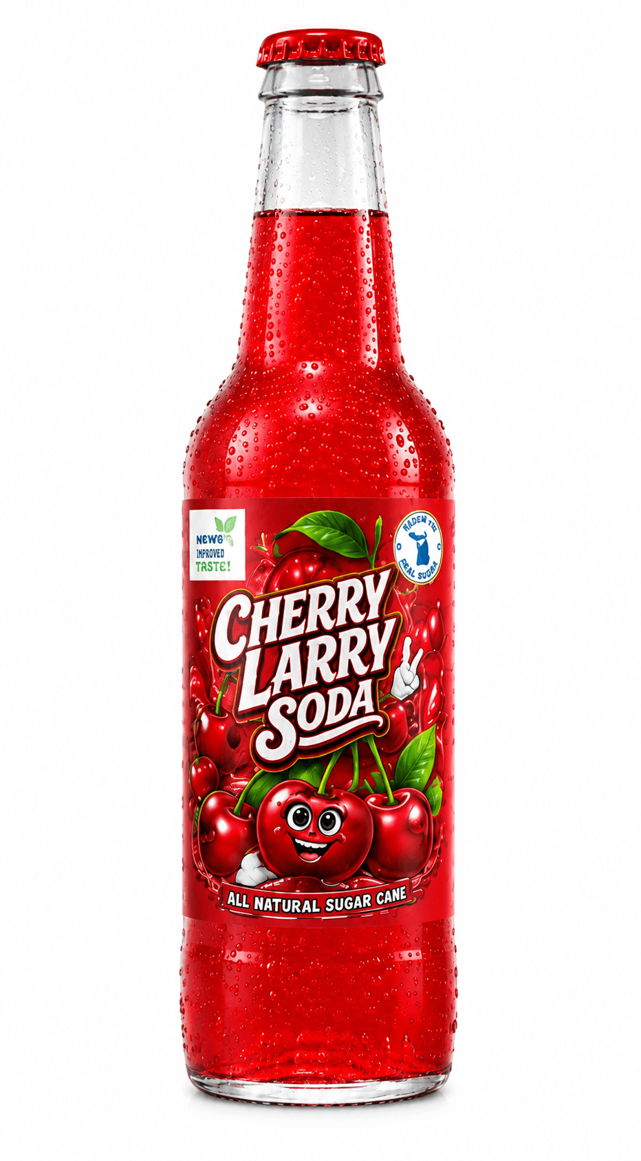 Cherry Larry soda bottle