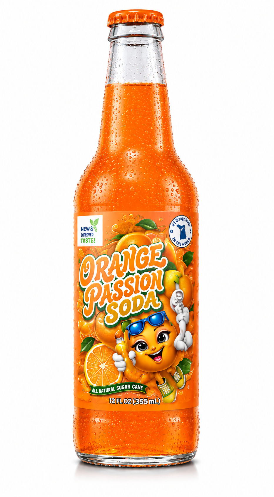 Orange Passion soda bottle